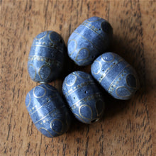 Load image into Gallery viewer, Barrel, Jewellery-Making, Silver, Lapis Lazuli, Afghanistan, Turkmenistan, Turkoman,  Imperfections, Jewellery, Global Beads, Collection, Mix, Tigertail, Craftline, Leather, Necklace, Earrings, Ethnic, Tribal, Statement Jewellery, Top-Drill, Hole, Afghan, Middle Eastern, Bracelet, Anklet, Bangle, Blue, Currency, Trading,
