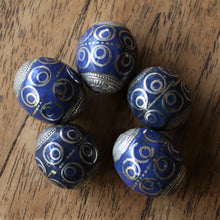 Load image into Gallery viewer, Afghanistan, Turkmenistan, Brass, Turkoman,  Imperfections, Jewellery, Global Beads, Collection, Mix, Tigertail, Craftline, Leather, Necklace, Earrings, Ethnic, Tribal, Statement Jewellery, Top-Drill, Hole, Afghan, Middle Eastern, Enamel, Inlaid, Bracelet, Anklet, Filigree, Wire, Wrapping, Lapis Lazuli,