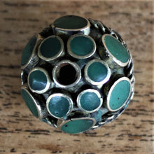 Load image into Gallery viewer, Malachite, Afghanistan, Turkmenistan, Brass, Turkoman,  Imperfections, Jewellery, Global Beads, Collection, Mix, Tigertail, Craftline, Leather, Necklace, Earrings, Ethnic, Tribal, Statement Jewellery, Top-Drill, Hole, Afghan, Middle Eastern, Enamel, Inlaid, Bracelet, Anklet, Wire, Wrapping, Rustic, Gemstones,