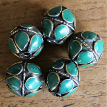 Load image into Gallery viewer, Afghanistan, Turkmenistan, Brass, Turkoman,  Imperfections, Jewellery, Global Beads, Collection, Mix, Tigertail, Craftline, Leather, Necklace, Earrings, Ethnic, Tribal, Statement Jewellery, Top-Drill, Hole, Afghan, Middle Eastern, Enamel, Inlaid, Bracelet, Anklet, Filigree, Wire, Wrapping, Malachite, Rustic