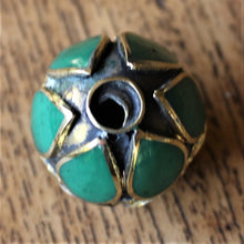 Load image into Gallery viewer, Afghanistan, Turkmenistan, Brass, Turkoman,  Imperfections, Jewellery, Global Beads, Collection, Mix, Tigertail, Craftline, Leather, Necklace, Earrings, Ethnic, Tribal, Statement Jewellery, Top-Drill, Hole, Afghan, Middle Eastern, Enamel, Inlaid, Bracelet, Anklet, Filigree, Wire, Wrapping, Malachite, Rustic