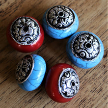 Load image into Gallery viewer, Jewellery-Making, Silver, Resin, Crackle, Tibet, Imperfections, Jewellery, Global Beads, Collection, Mix, Tigertail, Craftline, Leather, Necklace, Earrings, Ethnic, Tribal, Statement Jewellery, Top-Drill, Hole, Himalayas, Bracelet, Anklet, Bangle, Turquoise, Currency, Trading, Himalayas, Curling Stones,