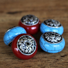Load image into Gallery viewer, Jewellery-Making, Silver, Resin, Crackle, Tibet, Imperfections, Jewellery, Global Beads, Collection, Mix, Tigertail, Craftline, Leather, Necklace, Earrings, Ethnic, Tribal, Statement Jewellery, Top-Drill, Hole, Himalayas, Bracelet, Anklet, Bangle, Turquoise, Currency, Trading, Himalayas, Curling Stones,