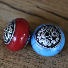 Load image into Gallery viewer, Jewellery-Making, Silver, Resin, Crackle, Tibet, Imperfections, Jewellery, Global Beads, Collection, Mix, Tigertail, Craftline, Leather, Necklace, Earrings, Ethnic, Tribal, Statement Jewellery, Top-Drill, Hole, Himalayas, Bracelet, Anklet, Bangle, Turquoise, Currency, Trading, Himalayas, Curling Stones,
