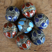 Load image into Gallery viewer, Turkoman, Afghanistan, Turkmenistan, Brass, Jewellery-Making, Jewellery, Global Beads, Collection, Mix, Tigertail, Craftline, Leather, Necklace, Ethnic, Tribal, Iran, White Metal, Traditional, Semi-Precious, Jasper, Malachite, Lapis Lazuli, Coral,