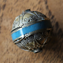 Load image into Gallery viewer, Turquoise, Afghanistan, Turkmenistan, Silver, Brass, Turkoman,  Imperfections, Jewellery, Global Beads, Collection, Mix, Tigertail, Craftline, Leather, Necklace, Earrings, Ethnic, Tribal, Statement Jewellery, Top-Drill, Hole, Afghan, Middle Eastern, Enamel, Inlaid, Bracelet, Anklet,