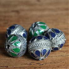 Load image into Gallery viewer, Afghanistan, Turkmenistan, Brass, Turkoman,  Imperfections, Jewellery, Global Beads, Collection, Mix, Tigertail, Craftline, Leather, Necklace, Earrings, Ethnic, Tribal, Statement Jewellery, Top-Drill, Hole, Afghan, Middle Eastern, Enamel, Inlaid, Bracelet, Anklet, Filigree, Wire, Wrapping, Lapis, Malachite, Rustic, Old