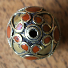 Load image into Gallery viewer, Afghanistan, Turkmenistan, Brass, Turkoman,  Imperfections, Jewellery, Global Beads, Collection, Mix, Tigertail, Craftline, Leather, Necklace, Earrings, Ethnic, Tribal, Statement Jewellery, Top-Drill, Hole, Afghan, Middle Eastern, Enamel, Inlaid, Bracelet, Anklet, Filigree, Wire, Wrapping, Jasper, Rustic, Old