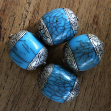 Load image into Gallery viewer, Jewellery-Making, Silver, Resin, Crackle, Tibet, Imperfections, Jewellery, Global Beads, Collection, Mix, Tigertail, Craftline, Leather, Necklace, Earrings, Ethnic, Tribal, Statement Jewellery, Top-Drill, Hole, Himalayas, Bracelet, Anklet, Bangle, Turquoise, Currency, Trading, Batik, Ovals, Brown, White