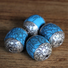 Load image into Gallery viewer, Jewellery-Making, Silver, Resin, Crackle, Tibet, Imperfections, Jewellery, Global Beads, Collection, Mix, Tigertail, Craftline, Leather, Necklace, Earrings, Ethnic, Tribal, Statement Jewellery, Top-Drill, Hole, Himalayas, Bracelet, Anklet, Bangle, Turquoise, Currency, Trading, Batik, Ovals, Brown, White