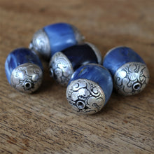 Load image into Gallery viewer, Jewellery-Making, Silver, Resin, Crackle, Tibet, Imperfections, Jewellery, Global Beads, Collection, Mix, Tigertail, Craftline, Leather, Necklace, Earrings, Ethnic, Tribal, Statement Jewellery, Top-Drill, Hole, Himalayas, Bracelet, Anklet, Bangle, Blue, Currency, Trading, Batik, Ovals, Brown, White
