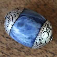 Load image into Gallery viewer, Jewellery-Making, Silver, Resin, Crackle, Tibet, Imperfections, Jewellery, Global Beads, Collection, Mix, Tigertail, Craftline, Leather, Necklace, Earrings, Ethnic, Tribal, Statement Jewellery, Top-Drill, Hole, Himalayas, Bracelet, Anklet, Bangle, Blue, Currency, Trading, Batik, Ovals, Brown, White