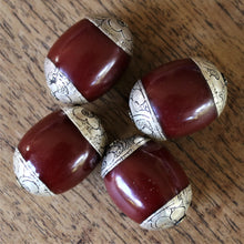 Load image into Gallery viewer, Jewellery-Making, Silver, Resin, Tibet, Imperfections, Jewellery, Global Beads, Collection, Mix, Tigertail, Craftline, Leather, Necklace, Earrings, Ethnic, Tribal, Statement Jewellery, Top-Drill, Hole, Himalayas, Bracelet, Anklet, Bangle, Dark Red, Currency, Trading, Ovals,