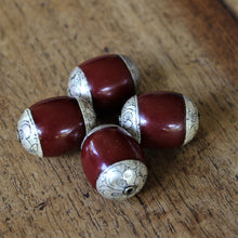 Load image into Gallery viewer, Jewellery-Making, Silver, Resin, Tibet, Imperfections, Jewellery, Global Beads, Collection, Mix, Tigertail, Craftline, Leather, Necklace, Earrings, Ethnic, Tribal, Statement Jewellery, Top-Drill, Hole, Himalayas, Bracelet, Anklet, Bangle, Dark Red, Currency, Trading, Ovals,