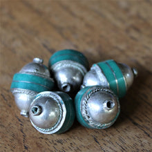 Load image into Gallery viewer, Double Dome, Silver, Lapis Lazuli, Afghanistan, Turkmenistan, Turkoman,  Imperfections, Jewellery, Global Beads, Collection, Mix, Tigertail, Craftline, Leather, Necklace, Earrings, Ethnic, Tribal, Statement Jewellery, Top-Drill, Hole, Afghan, Middle Eastern, Enamel, Inlaid, Bracelet, Anklet, Collared, Collar, Blue,