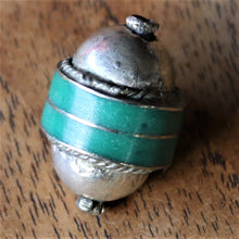 Load image into Gallery viewer, Double Dome, Silver, Lapis Lazuli, Afghanistan, Turkmenistan, Turkoman,  Imperfections, Jewellery, Global Beads, Collection, Mix, Tigertail, Craftline, Leather, Necklace, Earrings, Ethnic, Tribal, Statement Jewellery, Top-Drill, Hole, Afghan, Middle Eastern, Enamel, Inlaid, Bracelet, Anklet, Collared, Collar, Blue,