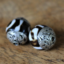 Load image into Gallery viewer, Jewellery-Making, Silver, Tibet, Imperfections, Jewellery, Global Beads, Collection, Mix, Tigertail, Craftline, Leather, Necklace, Earrings, Ethnic, Tribal, Statement Jewellery, Top-Drill, Hole, Himalayas, Bracelet, Anklet, Bangle, Turquoise, Currency, Trading, Ovals, Batik, dZi, Beads, Floral, Agate, Embossed, Hammered, Statement Jewellery, Nomad,