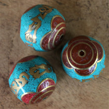 Load image into Gallery viewer, Jewellery-Making, Silver, Resin, Crackle, Tibet, Imperfections, Jewellery, Global Beads, Collection, Mix, Tigertail, Craftline, Leather, Necklace, Earrings, Ethnic, Tribal, Statement Jewellery, Top-Drill, Hole, Himalayas, Bracelet, Anklet, Bangle, Blue, Currency, Trading, Buddha,