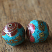 Load image into Gallery viewer, Jewellery-Making, Silver, Resin, Crackle, Tibet, Imperfections, Jewellery, Global Beads, Collection, Mix, Tigertail, Craftline, Leather, Necklace, Earrings, Ethnic, Tribal, Statement Jewellery, Top-Drill, Hole, Himalayas, Bracelet, Anklet, Bangle, Blue, Currency, Trading, Buddha,