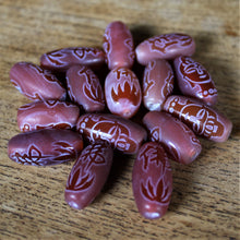 Load image into Gallery viewer, Carnelian, Etched, Chinese Script, Semi-Precious, Jewellery-Making, Jewellery, Beaders, Collection, Mix, Necklace, Anklet, Bracelet, Earrings, Spiritual, Healing Properties, Faces,  Madagascar, Uruguay, Brazil, Oregon, New Jersey, United States, Fertility, Barrels, Oval,