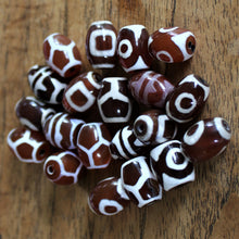 Load image into Gallery viewer, Jewellery-Making, dZi, Tibet, Imperfections, Jewellery, Collection, Mix, Tigertail, Craftline, Leather, Necklace, Earrings, Ethnic, Tribal, Statement Jewellery, Top-Drill, Hole, Himalayas, Bracelet, Anklet, Bangle, Blue, Currency, Trading, Nepal, Animal Skins,