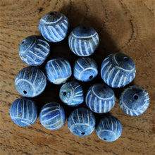 Load image into Gallery viewer, Afghanistan, Blue, Gold, Semi-Precious, Jewellery-Making, Chunky, Jewellery, Global Beads, Collection, Mix, Pyrite, Flecks, Tigertail, Craftline, Leather, Necklace, Anklet, Bracelet, Bangle, Ethnic, Tribal, Spiritual, Lapis Lazuli, Lapis, Unpolished, Melons, Disks, Statement, Head Pin, Soccer,