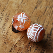 Load image into Gallery viewer, Agate, Etched, Semi-Precious, Jewellery-Making, Jewellery, Beads, Headstones, Beaders, Collection, Necklace, Anklet, Bracelet, Earrings, Ethnic, Orange Agate, Tribal, Soccer, Hieroglyphic, Amulets, construction, Afghanistan,