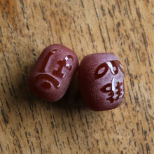 Load image into Gallery viewer, Carnelian, Etched, Chinese Script, Semi-Precious, Jewellery-Making, Jewellery, Beaders, Collection, Mix, Necklace, Anklet, Bracelet, Earrings, Spiritual, Healing Properties, Faces,  Madagascar, Uruguay, Brazil, Oregon, New Jersey, United States, Fertility, Barrels, Oval, Burnt