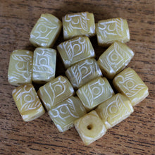 Load image into Gallery viewer, Afghanistan, China, Asia, Mutton-Fat, Hand-Carved, Cubes, Cylinder, Henan, Semi-Precious, Jewellery-Making, Gem, Jewellery, Global Beads, Collection, Mix, Tigertail, Craftline, Leather, Earrings, Necklace, Anklet, Bracelet, Ethnic, Tribal, Spiritual, Jade, Unpolished, Statement, Healing Qualities, Polished, Boho, Boho-Style, Beads, Imperial Gem, Hand-Carved, Centre-Drill,