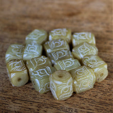 Load image into Gallery viewer, Afghanistan, China, Asia, Mutton-Fat, Hand-Carved, Cubes, Cylinder, Henan, Semi-Precious, Jewellery-Making, Gem, Jewellery, Global Beads, Collection, Mix, Tigertail, Craftline, Leather, Earrings, Necklace, Anklet, Bracelet, Ethnic, Tribal, Spiritual, Jade, Unpolished, Statement, Healing Qualities, Polished, Boho, Boho-Style, Beads, Imperial Gem, Hand-Carved, Centre-Drill,