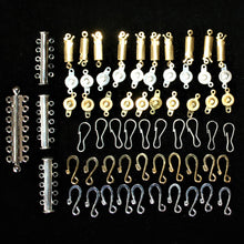 Load image into Gallery viewer, 64, Slide Lock Clasp, Button Clasp, Greek Latch, Popper Clasps, Flat Sleeve Clasps, Fishhook Clasp, Jewellery-Making, Gold, Silver, Nickel, Clasp, Collection, Findings, Brass, Necklace, Bracelet, Anklet, Metal, Jewellery