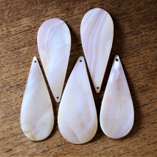 Load image into Gallery viewer, Pink Mother of Pearl, Dog Tags, Plates, Name Tags, Axe Heads, Machetes, Love Hearts, Yokes, Drops, Tears, Tiles, Shields, Donuts, Shards, Claws, Shields, Buttons, Teardrops, Raindrops, Mother of Pearl Shell, MOP, White, Gold, Pink, Brown, Black, Rain, Pau Shell, Abalone, Green Abalone, Trochus, Cowrie Shell, Green Lip Mussel, Pink Lip Mussel, Necklace, Earrings, Jewellery, West Australia, Black Abalone, Beader, Artisans, Jewellery-Making, Key Rings, Bead