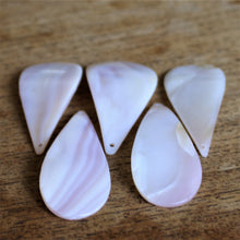 Load image into Gallery viewer, Pink Mother of Pearl, Dog Tags, Plates, Name Tags, Axe Heads, Machetes, Love Hearts, Yokes, Drops, Tears, Tiles, Shields, Donuts, Shards, Claws, Shields, Buttons, Teardrops, Raindrops, Mother of Pearl Shell, MOP, White, Gold, Pink, Brown, Black, Rain, Pau Shell, Abalone, Green Abalone, Trochus, Cowrie Shell, Green Lip Mussel, Pink Lip Mussel, Necklace, Earrings, Jewellery, West Australia, Black Abalone, Beader, Artisans, Jewellery-Making, Key Rings, Bead