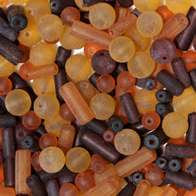 Load image into Gallery viewer, Tubes, Rounds, Mix, Matt, Jewellery, Making, Supplies, Jewellery, Indian, Hearts, Beads, Frosted, Cubes, Coloured, Collection, Art, Projects, 6-14mm, Suncatchers, Bead Curtains, Caramel, Brown, Tawny, Coffee, Russet, Syrup, Cinnamon, Topaz, Auburn, Chestnut, Pecan, Chocolate, Autumn, Necklaces, Bracelets, Earrings,