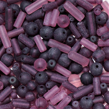 Load image into Gallery viewer, Tubes, Rounds, Mix, Matt, Jewellery, Making, Supplies, Jewellery, Indian, Hearts, Beads, Frosted, Cubes, Coloured, Collection, Art, Projects, 6-14mm, Suncatchers, Bead Curtains, Purple, Blackberry, Violet, Fuchsia, Ruby, Magenta, Indigo, Mauve, Lilac, Necklaces, Bracelets, Earrings,