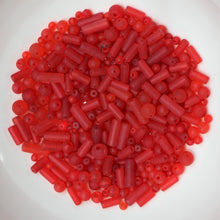 Load image into Gallery viewer, Tubes, Rounds, Mix, Matt, Jewellery Making Supplies, Jewellery, Indian, Hearts, Beads, Frosted, Cubes, Coloured, Collection, Art, Projects, 6-14mm, Suncatchers, Bead Curtains, Scarlet, Siam, Rose, Crimson, Raspberry, Tomato, Blood, Necklaces, Bracelets, Earrings,