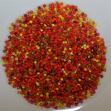 Load image into Gallery viewer, Glow, Seed, Bead, Mixed, Mix, Collection, Czech, Glazed, Pearl, Seeds, Rocailles, Seed Beads, Opaque, Iridescent, Metallic, Iris, Silver Lined, Translucent, Matt, Lustre, Satin, Tigertail, Leather, Craftline, Cotton Bead Thread, Fishing Line, White, Yellow, Orange, Coral, Red, Tangerine, Gold, Topaz, Cherry, Barley, Crimson, Clear AB, Mixed, Czechoslovakia, Japan, India, China, Taiwan, Jewellery-Making, Europe, Little Stones, Glass, Embroidery, Bracelet, Necklace, Earrings, Clothing, Jewellery, Bread, Butte