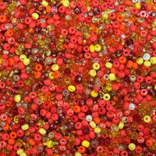 Load image into Gallery viewer, Glow, Seed, Bead, Mixed, Mix, Collection, Czech, Glazed, Pearl, Seeds, Rocailles, Seed Beads, Opaque, Iridescent, Metallic, Iris, Silver Lined, Translucent, Matt, Lustre, Satin, Tigertail, Leather, Craftline, Cotton Bead Thread, Fishing Line, White, Yellow, Orange, Coral, Red, Tangerine, Gold, Topaz, Cherry, Barley, Crimson, Clear AB, Mixed, Czechoslovakia, Japan, India, China, Taiwan, Jewellery-Making, Europe, Little Stones, Glass, Embroidery, Bracelet, Necklace, Earrings, Clothing, Jewellery, Bread, Butte