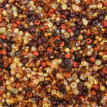 Load image into Gallery viewer, Two-Tone, Seed, Bead, Mixed, Mix, Collection, Czech, Glazed, Pearl, Seeds, Rocailles, Seed Beads, Opaque, Iridescent, Metallic, Iris, Silver Lined, Translucent, Matt, Lustre, Satin, Tigertail, Leather, Craftline, Cotton Bead Thread, Fishing Line, Brown, Sepia, Chocolate, Black, Topaz, Caramel, Beige, Gold, Tawny, Chestnut, Clear AB, Mixed, Czechoslovakia, Japan, India, China, Taiwan, Jewellery-Making, Europe, Little Stones, Glass, Embroidery, Bracelet, Necklace, Earrings, Clothing, Jewellery, Bread, Butter,