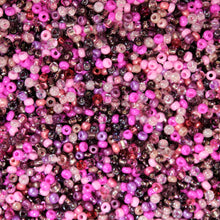 Load image into Gallery viewer, Pink, Salmon, Blossom, Cerise, Red, Rose, Lilac, Magenta, Coral, Lime, Aqua, Gold, Topaz, Yellow, Seed, Bead, Mixed, Mix, Collection, Glazed, Pearl, Seeds, Rocailles, Seed Beads, Opaque, Iridescent, Metallic, Iris, Silver Lined, Translucent, Matt, Lustre, Satin, Tigertail, Leather, Craftline, Cotton Bead Thread, Fishing Line, Jewellery-Making, Europe, Little Stones, Glass, Embroidery, Bracelet, Necklace, Earrings, Clothing, Jewellery, Butter, Fabric,