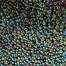 Load image into Gallery viewer, Gunmetal, Olive, Blue, Black Iris, Seed, Bead, Mixed, Mix, Collection, Czech, Glazed, Pearl, Seeds, Rocailles, Seed Beads, Opaque, Iridescent, Metallic, Iris, Silver Lined, Translucent, Matt, Lustre, Satin, Tigertail, Leather, Craftline, Cotton Bead Thread, Fishing Line, Japan, India, China, Taiwan, Jewellery-Making, Europe, Little Stones, Glass, Embroidery, Bracelet, Necklace, Earrings, Clothing, Jewellery, Bread, Butter, Fabric,