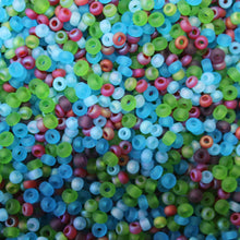 Load image into Gallery viewer, Frosted, Seeds, Rocailles, Seed Beads, Opaque, Iridescent, Metallic, Iris, Silver Lined, Translucent, Matt, Lustre, Satin, Tigertail, Leather, Craftline, Cotton Bead Thread, Fishing Line, Pink. Pale Green, Lime, Magenta, Blue, Aqua, Lilac Multicoloured, Czechoslovakia, Worldwide, Jewellery-Making, Little Stones, Glass, Embroidery, Bracelet, Necklace, Earrings, Clothing, Jewellery,
