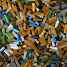 Load image into Gallery viewer, Bugle, Czech, Glazed, Pearl, Seeds, Rocailles, Seed Beads, Opaque, Iridescent, Metallic, Iris, Silver Lined, Translucent, Matt, Lustre, Satin, Tigertail, Leather, Craftline, Cotton Bead Thread, Fishing Line, orange, barley, clear AB, Cyan, Aqua, Green, Sea Blue And White, Mixed, Czechoslovakia, Japan, India, China, Taiwan, Jewellery-Making, Europe, Little Stones, Glass, Embroidery, Bracelet, Necklace, Earrings, Clothing, Jewellery, Slab, Bread, Butter,