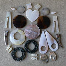 Load image into Gallery viewer, Pendant, Scissor Handle, Pau, Abalone, Mother of Pearl, Pink, White, Black, Pearl Shell, Shell, Eyebrows, Collection, Curtains, Suncatchers, Hearts, Drops, Dog Tags, Name Tags, Donuts, Yokes, Shards, Machetes, Fish, Birds, Jewellery, West Australia, Necklaces, Bracelets, Earrings, One-Of-A-Kind, Mix, Scissors,
