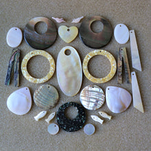 Load image into Gallery viewer, Pendant, Five Eyes, Pau, Abalone, Mother of Pearl, Pink, White, Black, Pearl Shell, Shell, Eyebrows, Collection, Curtains, Suncatchers, Hearts, Drops, Dog Tags, Name Tags, Donuts, Yokes, Shards, Machetes, Fish, Birds, Jewellery, West Australia, Necklaces, Bracelets, Earrings, One-Of-A-Kind, Mix, Scissors, Sparkle Mother of Pearl,