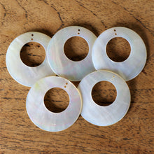 Load image into Gallery viewer, White MOP, Dog Tags, Plates, Name Tags, Axe Heads, Machetes, Love Hearts, Yokes, Drops, Tears, Tiles, Ovals, Shields, Donuts, Shards, Claws, Shields, Buttons, Teardrops, Raindrops, Mother of Pearl Shell, MOP, White, Gold, Pink, Brown, Black, Green, Rain, Abalone, Green Abalone, Trochus, Cowrie Shell, Green Lip Mussel, Pink Lip Mussel, Pau Shell, Necklace, Earrings, Jewellery, West Australia, Black Abalone, Beader, Artisans, Jewellery-Making, Key Rings, Beads, Rings, Bib,