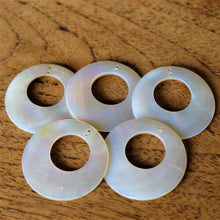 Load image into Gallery viewer, White MOP, Dog Tags, Plates, Name Tags, Axe Heads, Machetes, Love Hearts, Yokes, Drops, Tears, Tiles, Ovals, Shields, Donuts, Shards, Claws, Shields, Buttons, Teardrops, Raindrops, Mother of Pearl Shell, MOP, White, Gold, Pink, Brown, Black, Green, Rain, Abalone, Green Abalone, Trochus, Cowrie Shell, Green Lip Mussel, Pink Lip Mussel, Pau Shell, Necklace, Earrings, Jewellery, West Australia, Black Abalone, Beader, Artisans, Jewellery-Making, Key Rings, Beads, Rings, Bib,