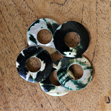 Load image into Gallery viewer, Black Abalone, Dog Tags, Plates, Name Tags, Axe Heads, Machetes, Love Hearts, Yokes, Drops, Tears, Tiles, Ovals, Shields, Donuts, Shards, Claws, Shields, Buttons, Teardrops, Raindrops, Mother of Pearl Shell, MOP, White, Gold, Pink, Brown, Black, Green, Rain, Abalone, Green Abalone, Trochus, Cowrie Shell, Green Lip Mussel, Pink Lip Mussel, Pau Shell, Necklace, Earrings, Jewellery, West Australia, Black Abalone, Beader, Artisans, Jewellery-Making, Key Rings, Beads, Rings,