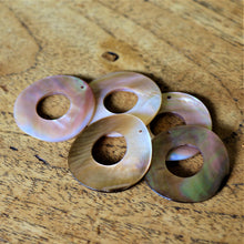 Load image into Gallery viewer, Brown Mother of Pearl, Dog Tags, Plates, Name Tags, Axe Heads, Machetes, Love Hearts, Yokes, Drops, Tears, Tiles, Ovals, Shields, Donuts, Shards, Claws, Shields, Buttons, Teardrops, Raindrops, Mother of Pearl Shell, MOP, White, Gold, Pink, Brown, Black, Green, Rain, Abalone, Green Abalone, Trochus, Cowrie Shell, Green Lip Mussel, Pink Lip Mussel, Pau Shell, Necklace, Earrings, Jewellery, West Australia, Black Abalone, Beader, Artisans, Jewellery-Making, Key Rings, Beads,