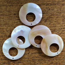 Load image into Gallery viewer, Pink MOP, Dog Tags, Plates, Name Tags, Axe Heads, Machetes, Love Hearts, Yokes, Drops, Tears, Tiles, Ovals, Shields, Donuts, Shards, Claws, Shields, Buttons, Teardrops, Raindrops, Mother of Pearl Shell, MOP, White, Gold, Pink, Brown, Black, Green, Rain, Abalone, Green Abalone, Trochus, Cowrie Shell, Green Lip Mussel, Pink Lip Mussel, Pau Shell, Necklace, Earrings, Jewellery, West Australia, Black Abalone, Beader, Artisans, Jewellery-Making, Key Rings, Beads, Rings, Bib,